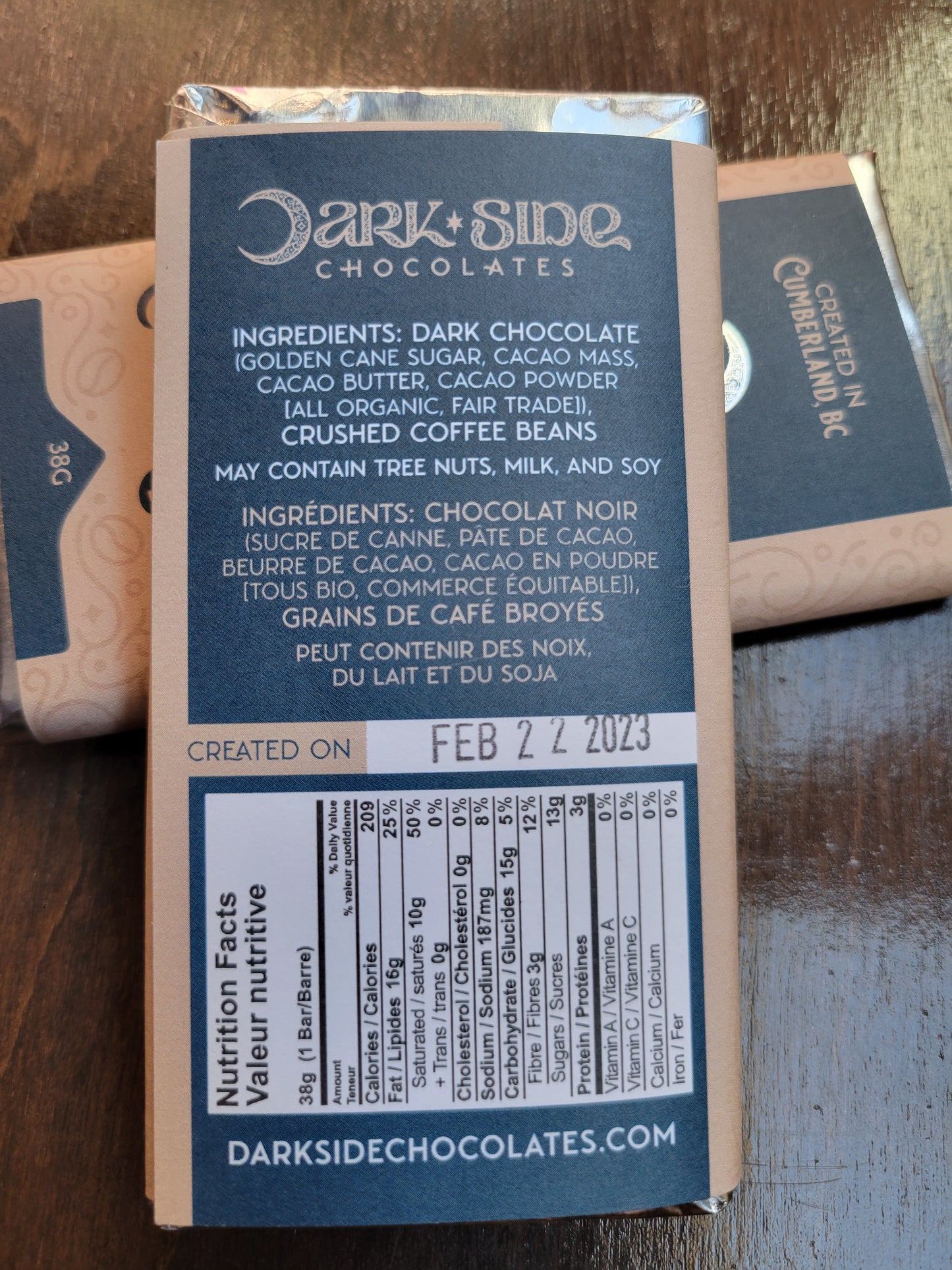 69% Dark with Coffee Beans Chocolate Bar