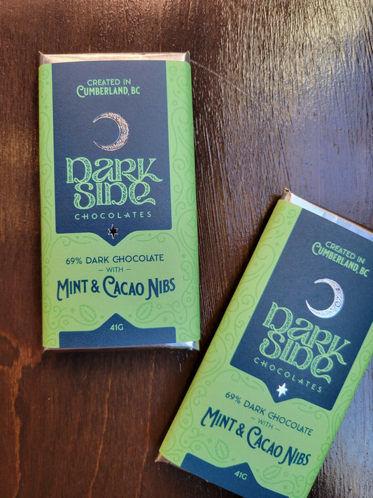 69% Dark with Mint & Cacao Nibs Chocolate Bar