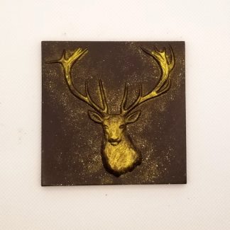 chocolate bar with golden stag head